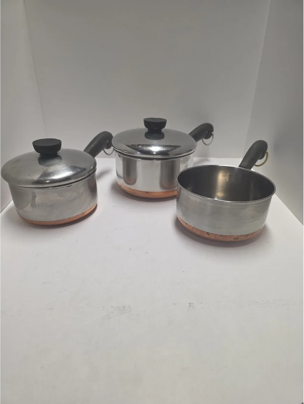 Vtg 1801 Revere Ware 3PCS Copper Bottom